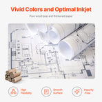 Wide Format Paper, 609.6 mm x 45.7 m Plotter Paper, 4 Rolls CAD Bond Rolls with 50.8 mm Core, 10 KG Plotter Paper Rolls, for CAD Drawings, Engineering Plans, GIS Maps & Architectural Designs