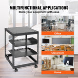 VEVOR 12U Open Frame Server Rack, 15''-40'' Adjustable Depth, Free Standing or Wall Mount Network Server Rack, 4 Post AV Rack with Casters, Holds All Your Networking IT Equipment AV Gear Router Modem - Rear View