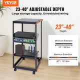 VEVOR 20U Open Frame Server Rack, 15''-40'' Adjustable Depth, Free Standing or Wall Mount Network Server Rack, 4 Post AV Rack with Casters, Holds All Your Networking IT Equipment AV Gear Router Modem - Front View