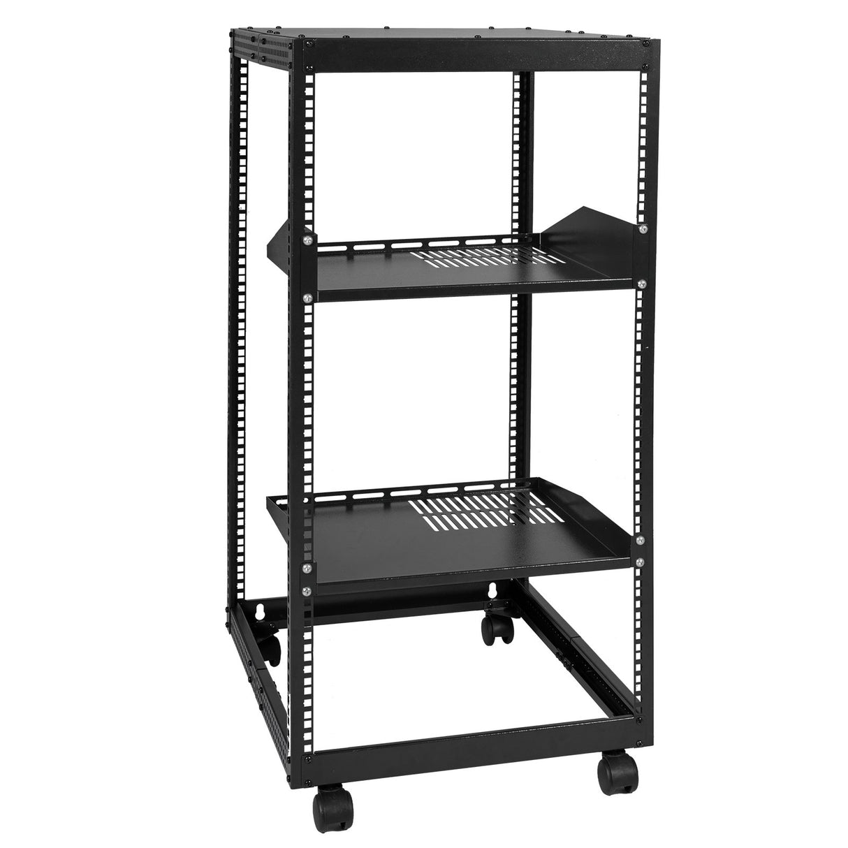 VEVOR 20U Open Frame Server Rack, 15''-40'' Adjustable Depth, Free Standing or Wall Mount Network Server Rack, 4 Post AV Rack with Casters, Holds All Your Networking IT Equipment AV Gear Router Modem