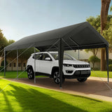VEVOR Carport Car Canopy 10 x 20 FT Heavy Duty Portable Car Shelter Tent Grey - Low Angle