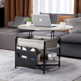 VEVOR Lift Top Coffee Table 35.3" Round Coffee Table for Living Room White
