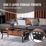 VEVOR Lift Top Coffee Table 39.4 in Rectangle Coffee Table for Living Room Brown - Top-Down View