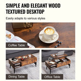 VEVOR Lift Top Coffee Table 39.4 in Rectangle Coffee Table for Living Room Brown - Rear View