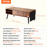 VEVOR Lift Top Coffee Table 39.4 in Rectangle Coffee Table for Living Room Brown - Close-Up Angle