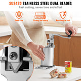 VEVOR Commercial Can Opener, Heavy-Duty Manual Tabletop Cans Opener for Cans Up to 300 mm Height, Height-Adjustable Professional Can Openers Fixed with Screws, for Restaurant, Hotel, and Food Store - 45-Degree Angle