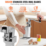 VEVOR Commercial Can Opener, Heavy-Duty Manual Tabletop Cans Opener for Cans Up to 300 mm Height, Height-Adjustable Professional Can Openers with Stainless Steel Blade, for Restaurant & Food Store - 45-Degree Angle