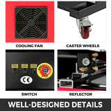 Vevor 80W CO2 Laser  Engraver Engraving Cutting Machine With Color Screen 700*500mm - Close-Up Angle