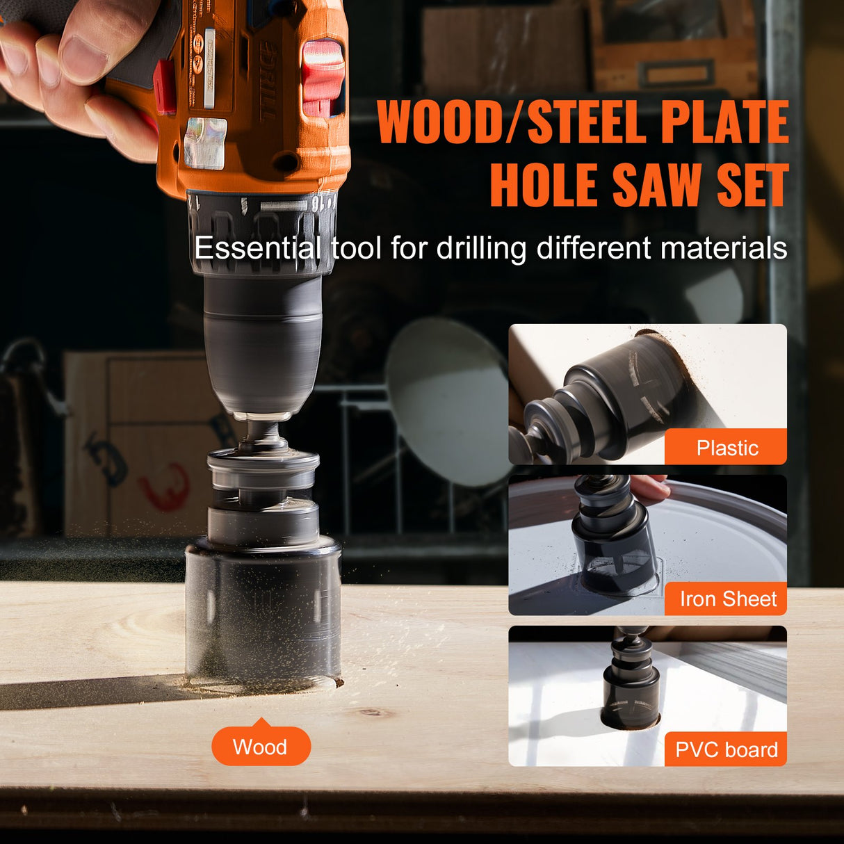 VEVOR Hole Saw Kit, 11 PCS Saw Blades, 2 Drill Bits, 1 Hex Wrench, Bi Metal M42 Hole Saw Set with Carrying Case, General Purpose Size from 3/4" to 3",