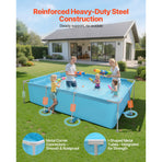 Frame Above Ground Swimming Pool, 3 x 2 x 0.762 m Rectangular Steel Metal Frame, Large Rectangle Outdoor Backyard Family Pool, Easy to Assemble Rust-Resistant, 3959.54 L Water Capacity, Blue