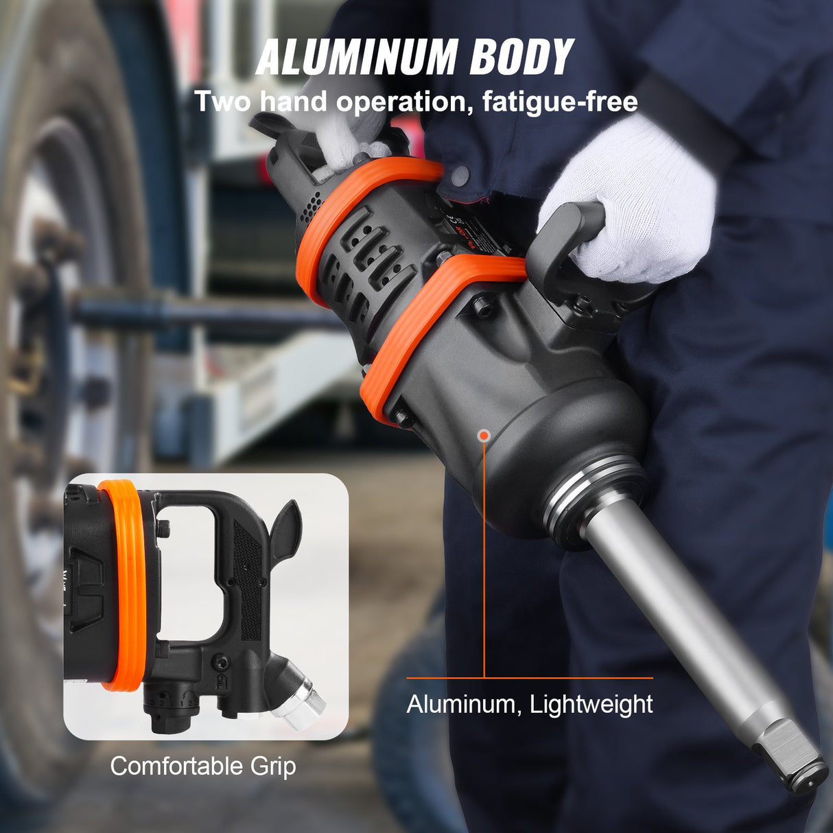 VEVOR 1 Inch Air Impact Wrench, Up to 5175 ft-lbs Beast Reverse Torque Output Pneumatic Impact Gun w/ 8 Inch Extended Anvil for Repairs_nd_aintenance