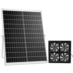 Solar Powered Fan, 25W Solar Panel with 4 Fans, Adjustable Solar Panel Angle, 2668 RPM High-Speed, Flexible Installation, Fast Air Exchange for Greenhouse, Grow Tents, Chicken Coops, Shelters