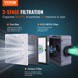 VEVOR Air Scrubber with 3-Stage Filtration, Stackable Negative Air Machine 550 CFM, Air Cleaner with MERV10, Carbon, H13 HEPA, for Home, Industrial and Commercial Use - Front View