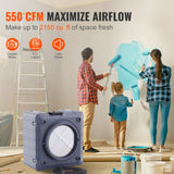 VEVOR Air Scrubber with 3-Stage Filtration, Stackable Negative Air Machine 550 CFM, Air Cleaner with MERV10, Carbon, H13 HEPA, for Home, Industrial and Commercial Use - Side View