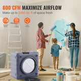 VEVOR Air Scrubber with 3-Stage Filtration, Stackable Negative Air Machine 800 CFM, Air Cleaner with MERV10, Carbon, H13 HEPA, for Home, Industrial and Commercial Use - Side View