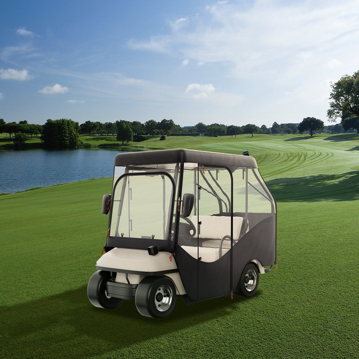 VEVOR Golf Cart Enclosure, 420D Polyester Driving Enclosure with 4-Sided Transparent Windows, 4 Passenger Club Car Covers Universal Fits for Most