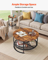 VEVOR 3 Pieces Round Coffee Table Set 80 cm with 2 End Tables for Living Room - 45-Degree Angle