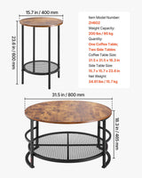 VEVOR 3 Pieces Round Coffee Table Set 80 cm with 2 End Tables for Living Room - Close-Up Angle