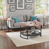 VEVOR 3 Pieces Round Coffee Table Set 80 cm with 2 End Tables for Living Room - Low Angle