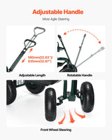 VEVOR Rolling Garden Cart with Swivel Seat Wheels Extendable Handle Storage Box - Side View