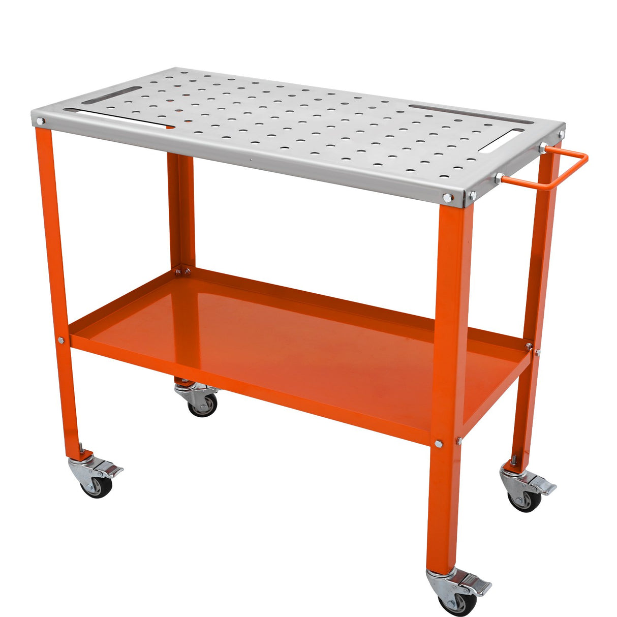 VEVOR 36" x 18" Welding Table, 1200lbs Load Capacity Steel Welding Workbench Table on Wheels, Portable Work Bench with Braking Lockable Casters, 4