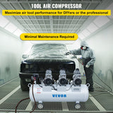VEVOR Oil Free Air Compressor Air Compressor Tank 100L 3HP Ultra Silent Inflator - Front View