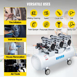 VEVOR Oil Free Air Compressor Air Compressor Tank 100L 3HP Ultra Silent Inflator - Rear View