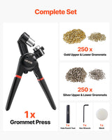 VEVOR Grommet Tool Kit 500 PCS 12 mm Metal Eyelets Grommets in Gold and Silver - Side View