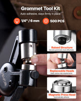 VEVOR Grommet Tool Kit 500 PCS 6 mm Metal Eyelets Grommets in Gold and Silver - Front View