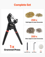 VEVOR Grommet Tool Kit 500 PCS 6 mm Metal Eyelets Grommets in Gold and Silver - Side View