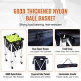 VEVOR Foldable Tennis Ball Hopper, Holds 150 Tennis Balls, Lightweight Aluminum Alloy Tennis Ball Basket Cart with Wheels, Removable Bag, Carry Bag, Portable Sports Teaching Cart for Tennis Player - Side View