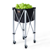 VEVOR Foldable Tennis Ball Hopper, Holds 150 Tennis Balls, Lightweight Aluminum Alloy Tennis Ball Basket Cart with Wheels, Removable Bag, Carry Bag,