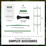 VEVOR 6 Packs Tomato Cages for Garden, 1230 mm Tomato Trellis Plant Stakes Support, Stackable Tall Plant Support Cage, for Raised Garden Bed, Vegetables Flowers and Climbing Plants - 45-Degree Angle