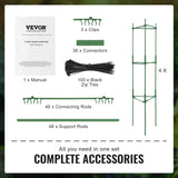 VEVOR 4 Packs Tomato Cages for Garden 1620 mm Tomato Plant Stakes Support Cage - 45-Degree Angle