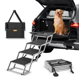 VEVOR Dog Stair for Cars 4-step Folding Dog Steps Aluminum Loads up to 150 lbs, Foldable 24-25.4 in