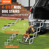 VEVOR Dog Stair for Cars 4-step Folding Dog Steps Aluminum Loads up to 150 lbs, Foldable 24-25.4 in