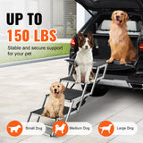 VEVOR Dog Stair for Cars 4-step Folding Dog Steps Aluminum Loads up to 150 lbs, Foldable 24-25.4 in Adjustable Height - Side View
