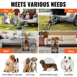VEVOR Dog Stair for Cars 4-step Folding Dog Steps Aluminum Loads up to 150 lbs, Foldable 24-25.4 in Adjustable Height - Rear View