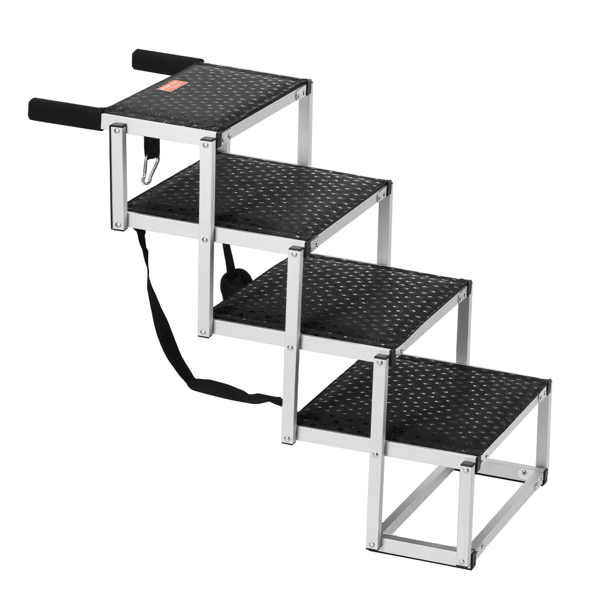 VEVOR Dog Stair for Cars 4-step Folding Dog Steps Aluminum Loads up to 150 lbs, Foldable 24-25.4 in Adjustable Height