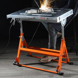 VEVOR Welding Table 30" x 20", 400lbs Load Capacity Steel Welding Workbench Table on Wheels, Folding Work Bench with Three 1.1" Slot, 3 Tilt Angles,