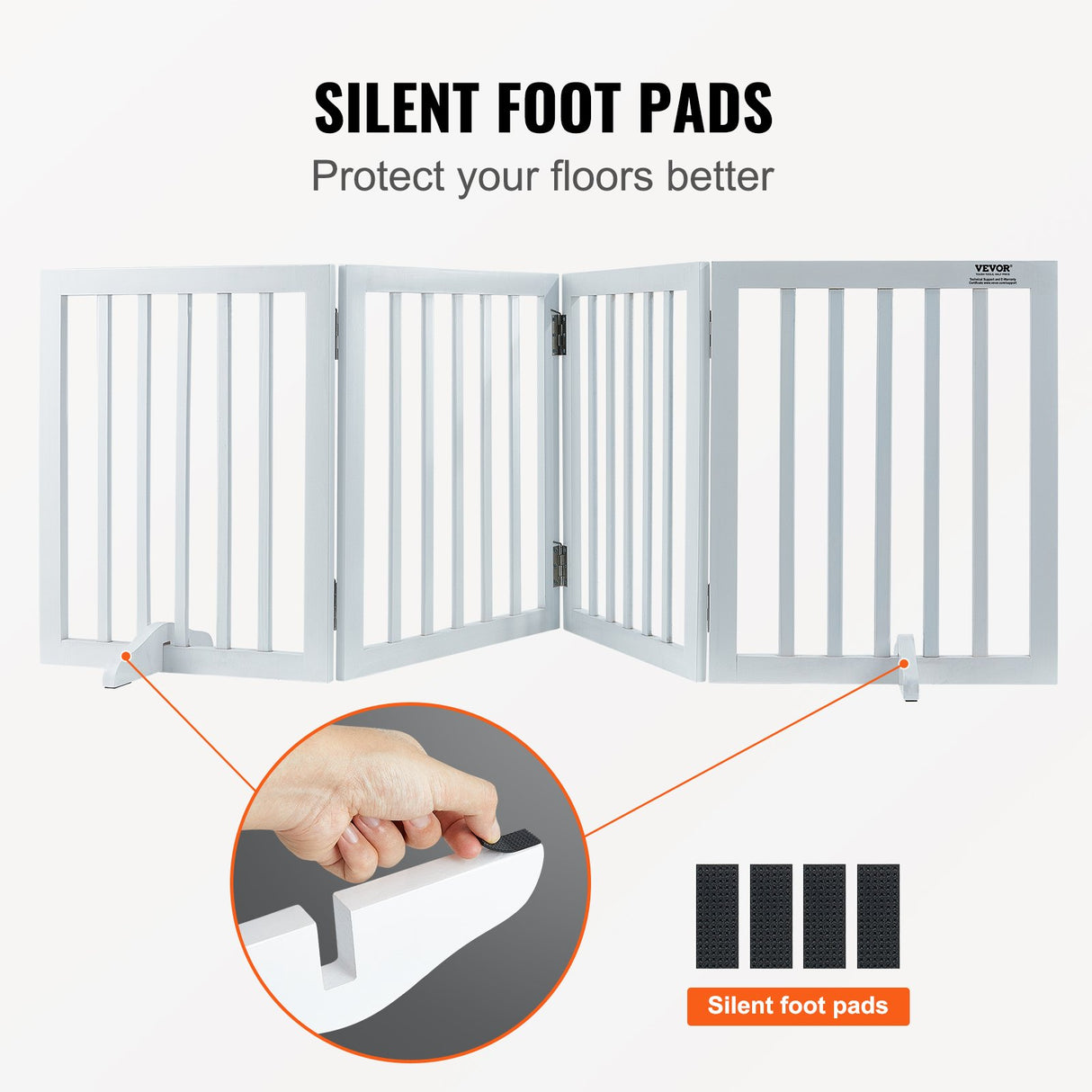 VEVOR Free Standing Dog Gate, 24" H x 80.3" W Freestanding Pet Gate, 4 Panels Foldable Dog Gate for Wide and Narrow Passageways, Expandable Dog