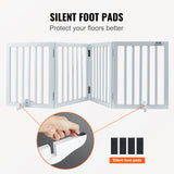 VEVOR Free Standing Dog Gate, 24" H x 80.3" W Freestanding Pet Gate, 4 Panels Foldable Dog Gate for Wide and Narrow Passageways, Expandable Dog