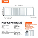 VEVOR Free Standing Dog Gate, 24" H x 80.3" W Freestanding Pet Gate, 4 Panels Foldable Dog Gate for Wide and Narrow Passageways, Expandable Dog