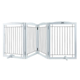 VEVOR Free Standing Dog Gate, 32" H x 96.5" W Freestanding Pet Gate, 4 Panels Foldable Dog Gate for Wide and Narrow Passageways, Expandable Dog Barrier with Silent Foot Support for Indoor, White