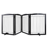 VEVOR Free Standing Dog Gate 32x96.5 inch Freestanding Pet Gate Foldable Brown
