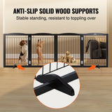 VEVOR Free Standing Dog Gate 32x96.5 inch Freestanding Pet Gate Foldable Brown - Side View