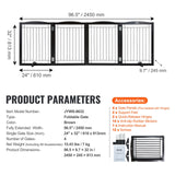 VEVOR Free Standing Dog Gate 32x96.5 inch Freestanding Pet Gate Foldable Brown - Extra Image