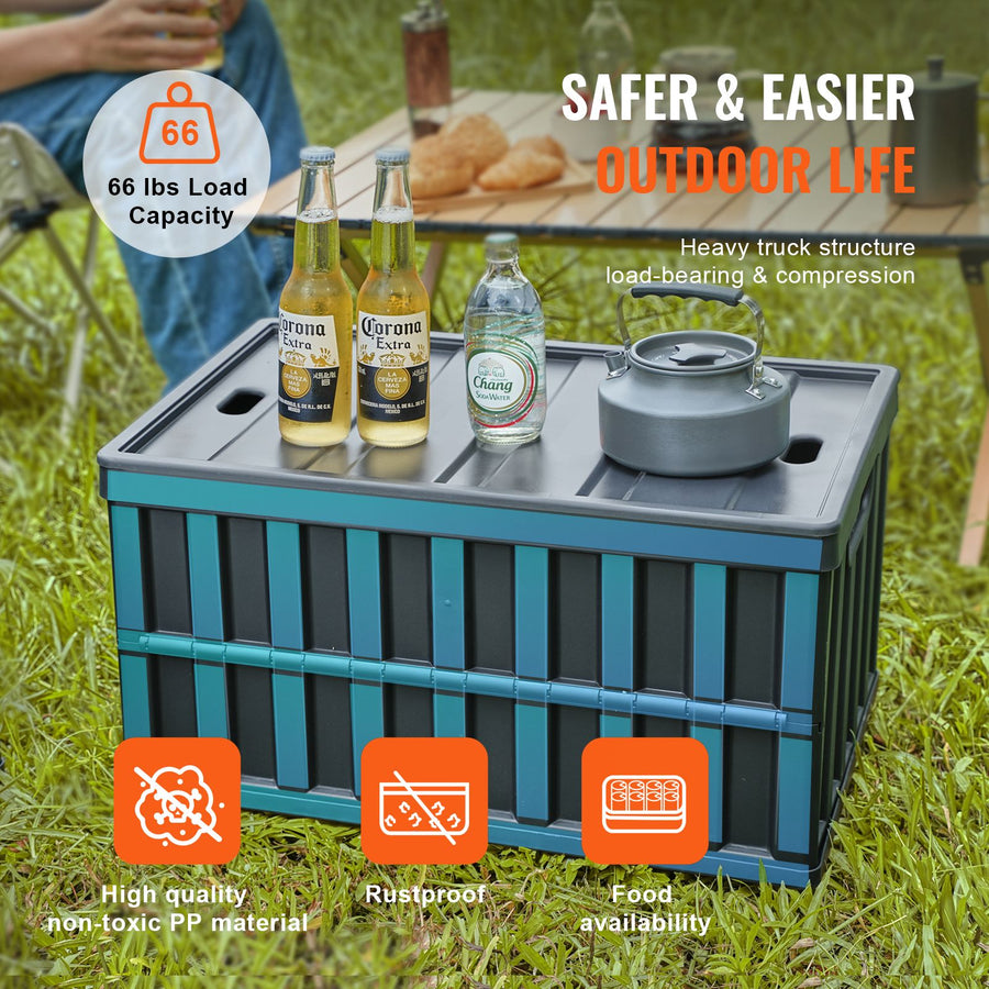 Collapsible Storage Bins with Lids, 65L 3 Packs, Folding Plastic Stackable Utility Crates with Handles, Large, Stackable