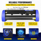 VEVOR 720mm Vinyl Cutter/Plotter Sign Cut Machine Software 20 Blades LCD Black