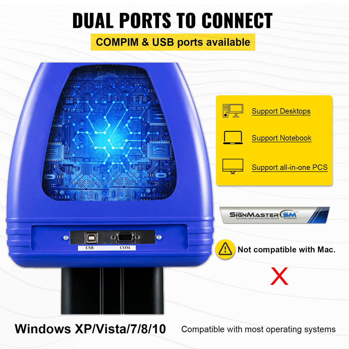 VEVOR 720mm Vinyl Cutter/Plotter Sign Cut Machine Software 20 Blades LCD Black